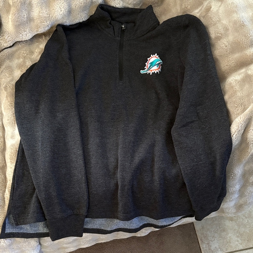 Miami Dolphins ntigua Black quarter Zip-Up Sweater